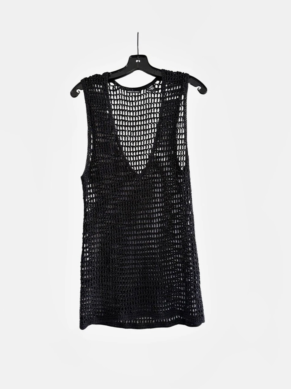 Black Open-Knit Sleeveless Tunic Like New